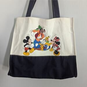 Vintage Disney World Canvas Tote Mickey Pluto Interior Coated 1999